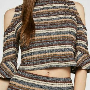 BCBGenerations Mock Crew Neck Crop Mult Sweater XS